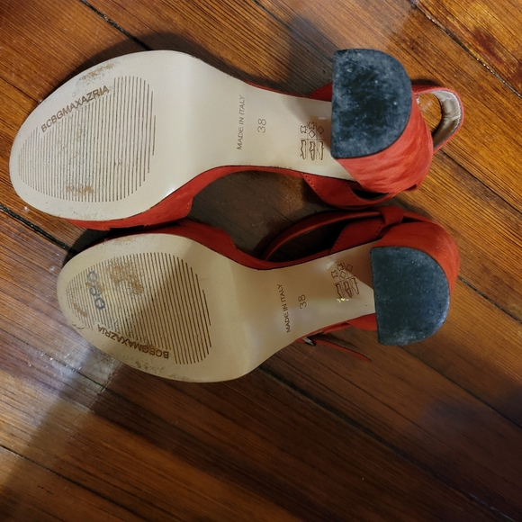 BCBGMAXAZRIA Red Suede Ankle Strap High Heel Shoes - Picture 7 of 9